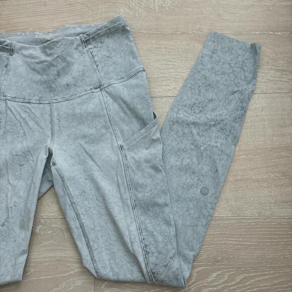 NWOT Lululemon Fast and Free Blue Pebble Limited Edition Leggings Sz 12 - Picture 2 of 9